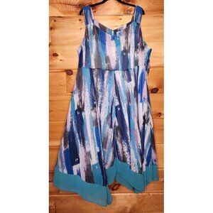 Catherines Sleeveless Dress Lined Multicolor Asymmetric Hem Size 2X, 22/24W